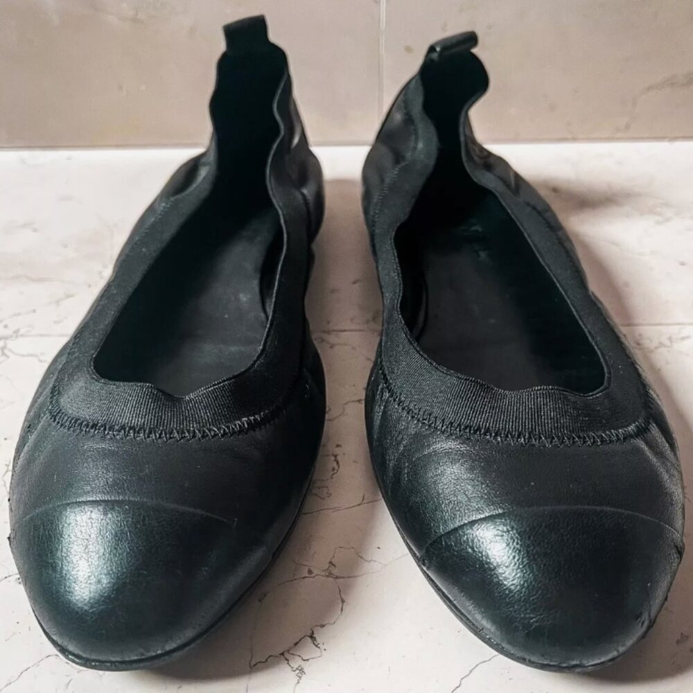 Chanel Black Leather Ballet Flats Size 39